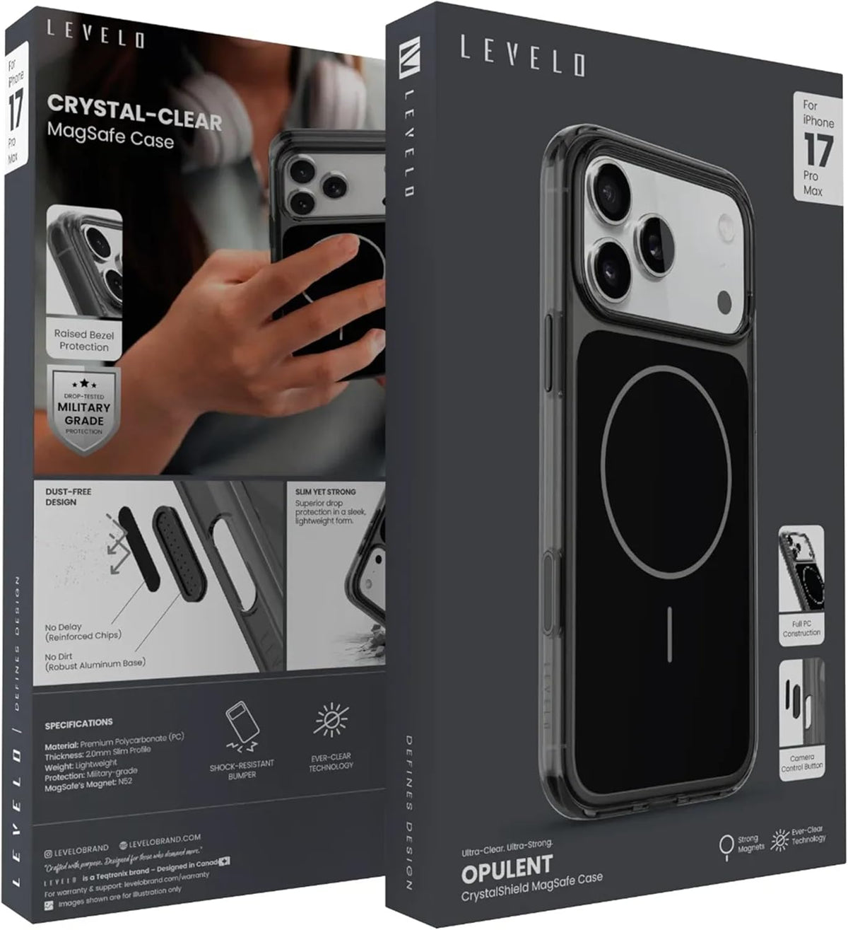 Levelo Opulent MagSafe Case For iPhone 17 Pro Max - Black