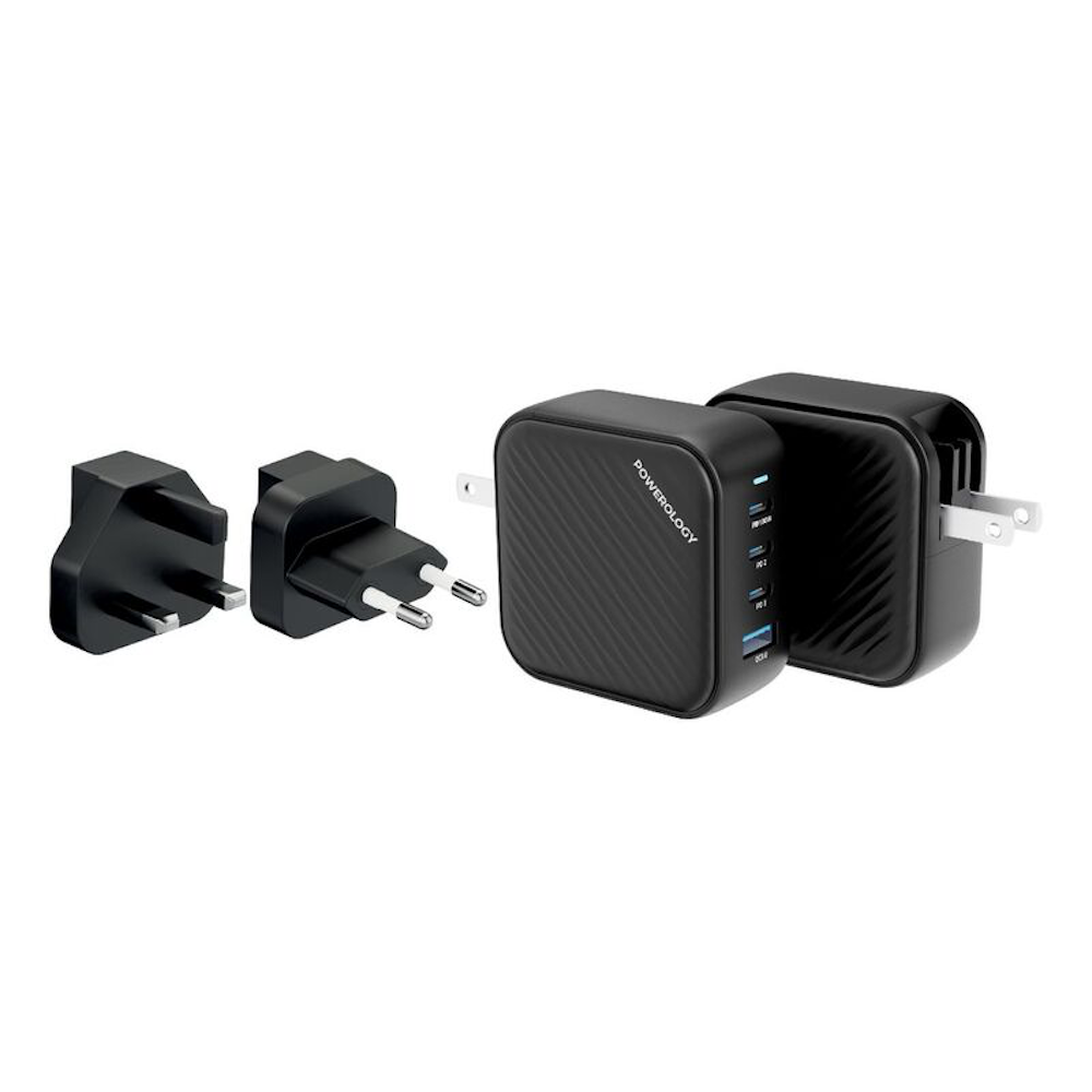 Powerology 100W Triple PD GaN Charger - Black