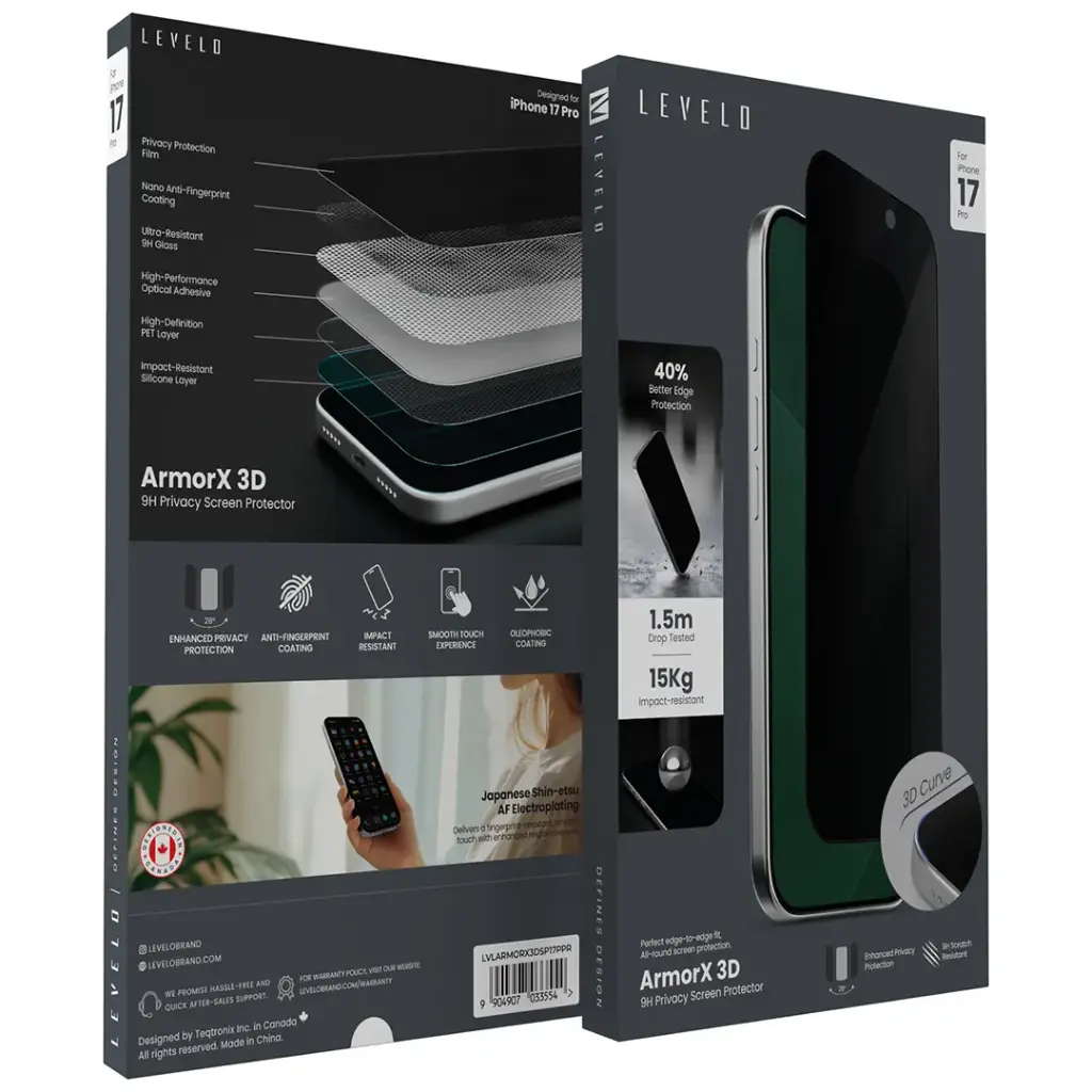 Levelo ArmorX 3D Screen Protector iPhone 17 Pro