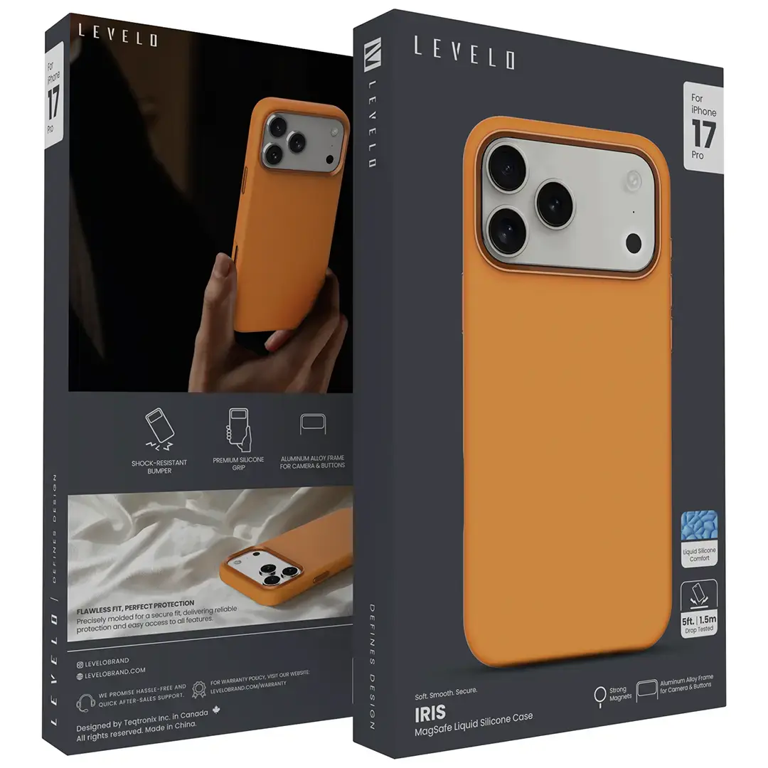 Levelo Iris Magsafe Liquid Silicone Case for 17 Pro Max Orange