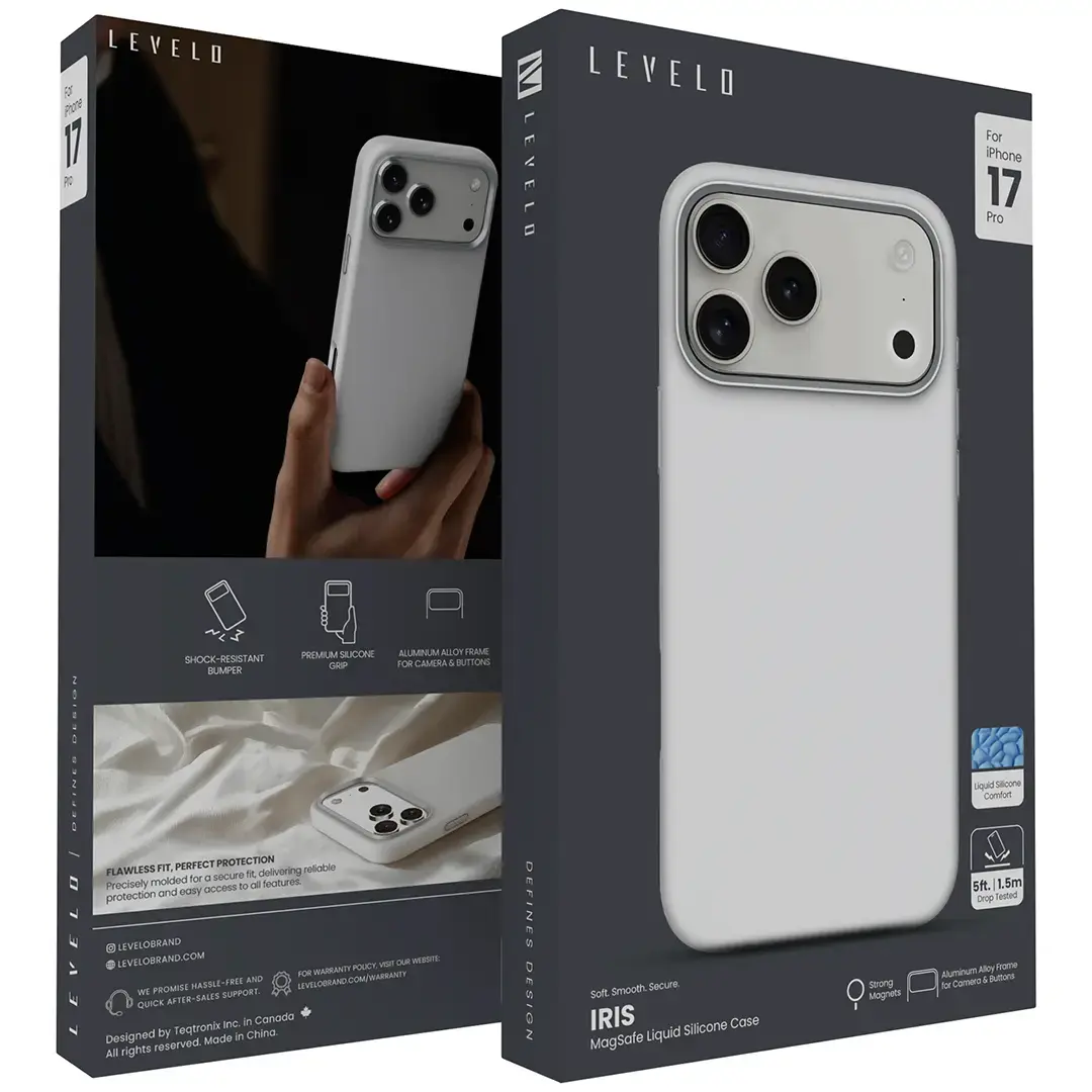 Levelo Iris Magsafe Liquid Silicone Case for 17 Pro Max Silver