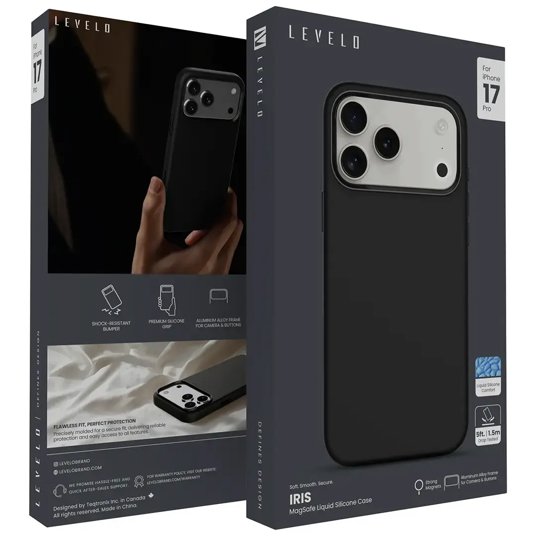 Levelo Iris Magsafe Liquid Silicone Case for 17 Pro Black
