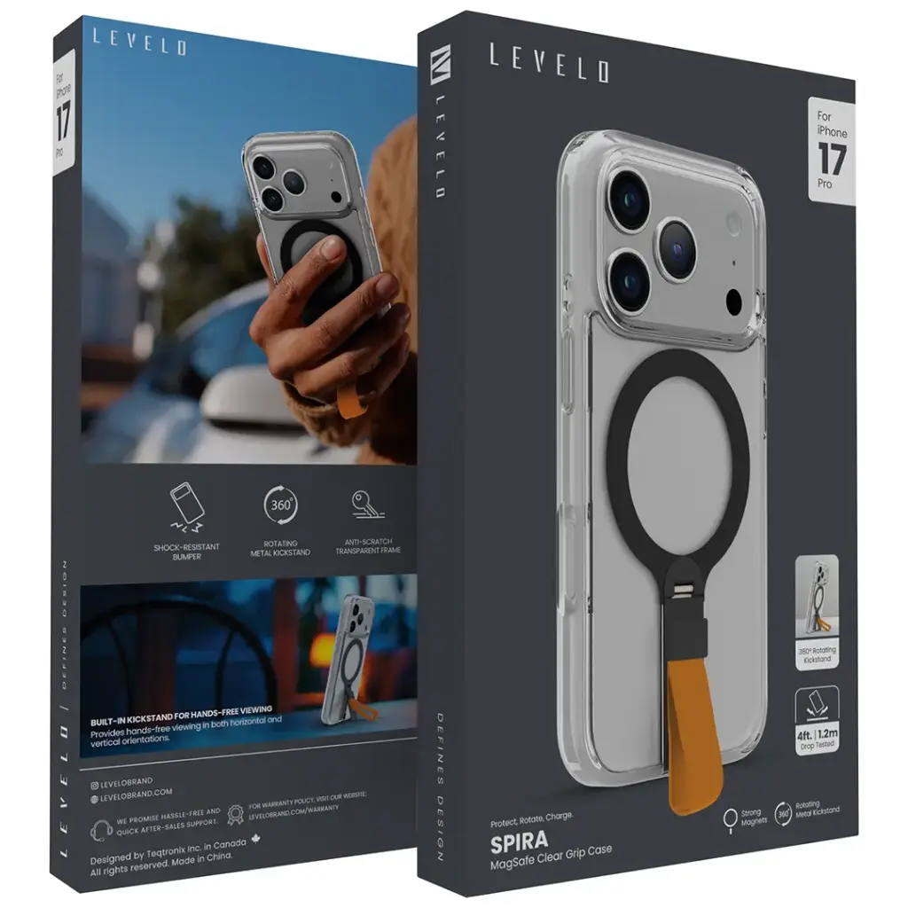 Levelo Spira Grip Case for  iPhone 17 Pro Sunrise Orange