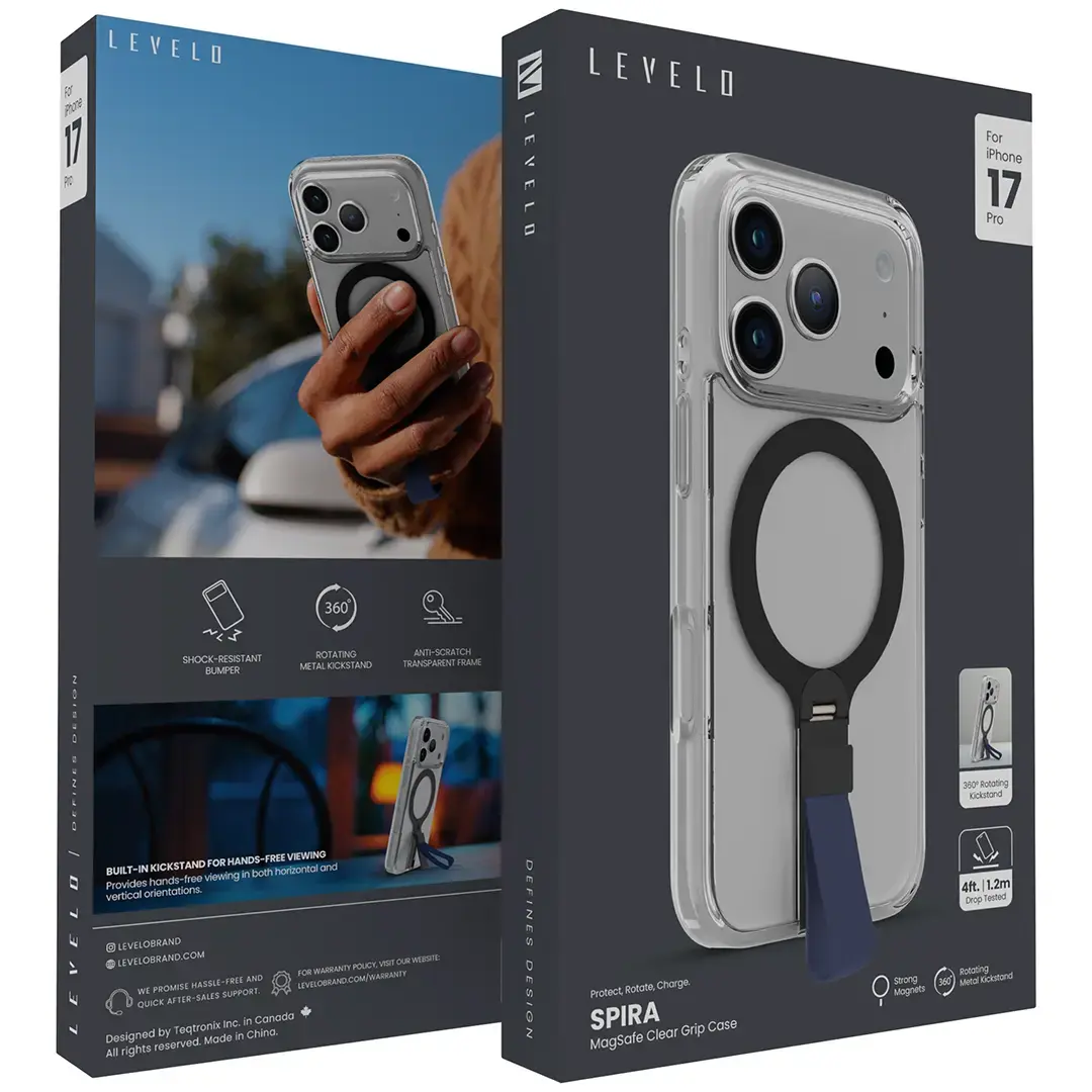 Levelo Spira Grip Case for iPhone iPhone 17 Pro Max Mid Blue