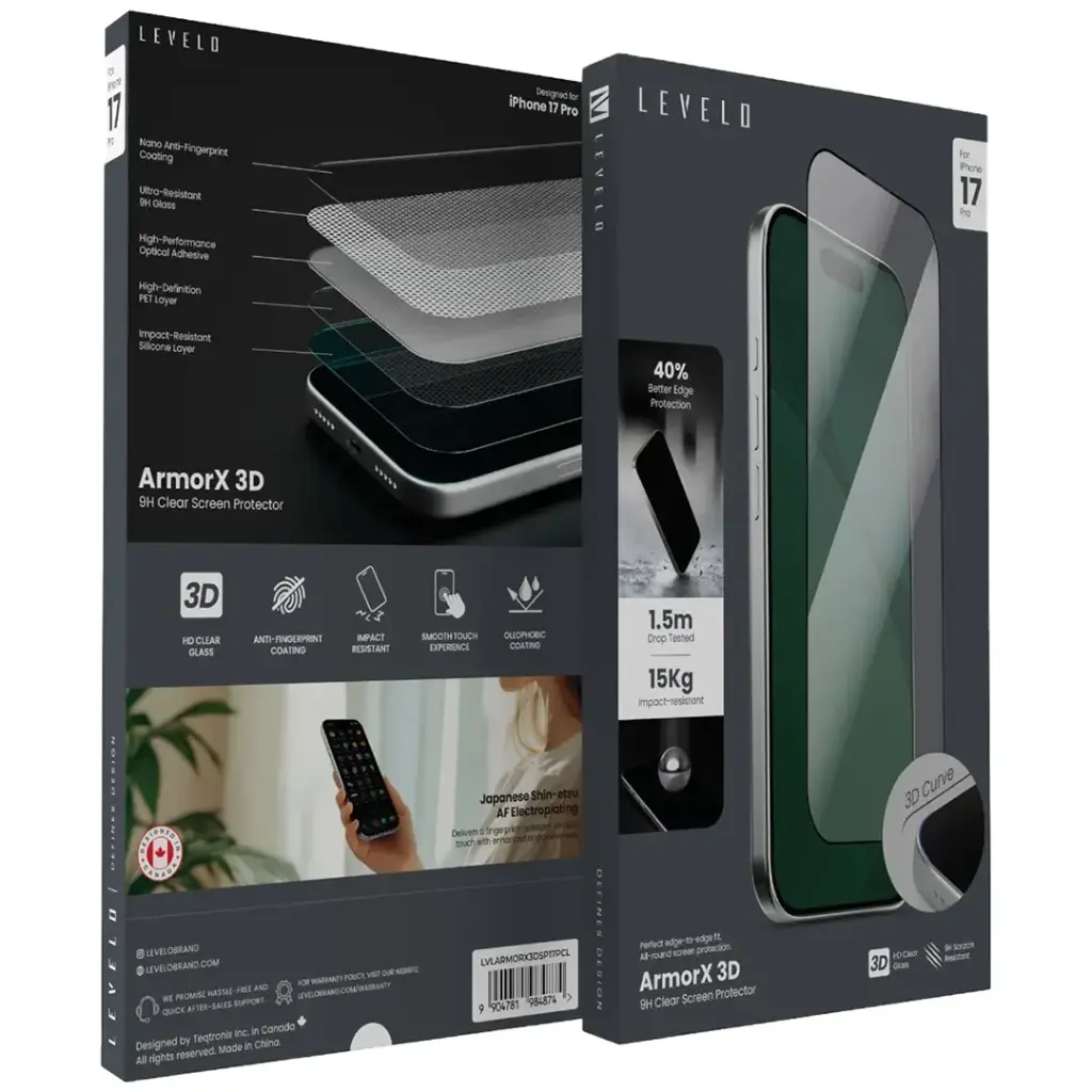 Levelo ArmorX 3D Screen Protector iPhone 17 Pro