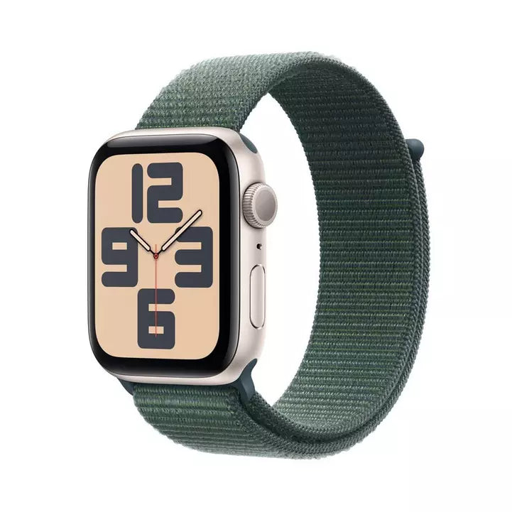 Apple Watch SE GPS 44mm Starlight Aluminium Case with Lake Green Sport
